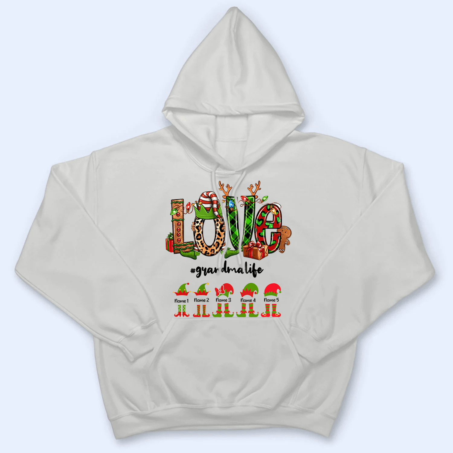 Grandma Elf - Personalized Custom T Shirt - Birthday, Loving, Funny Gift for Grandma/Nana/Mimi, Mom, Wife, Grandparent - Suzitee Store