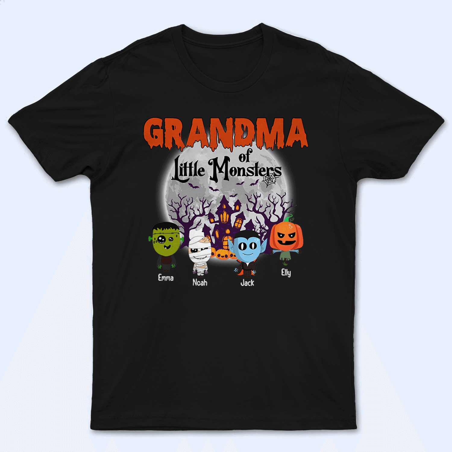 Grandma Of Little Monster - Personalized Custom T Shirt - Halloween, Loving, Funny Gift for Grandma/Nana/Mimi, Mom, Wife, Grandparent - Suzitee Store