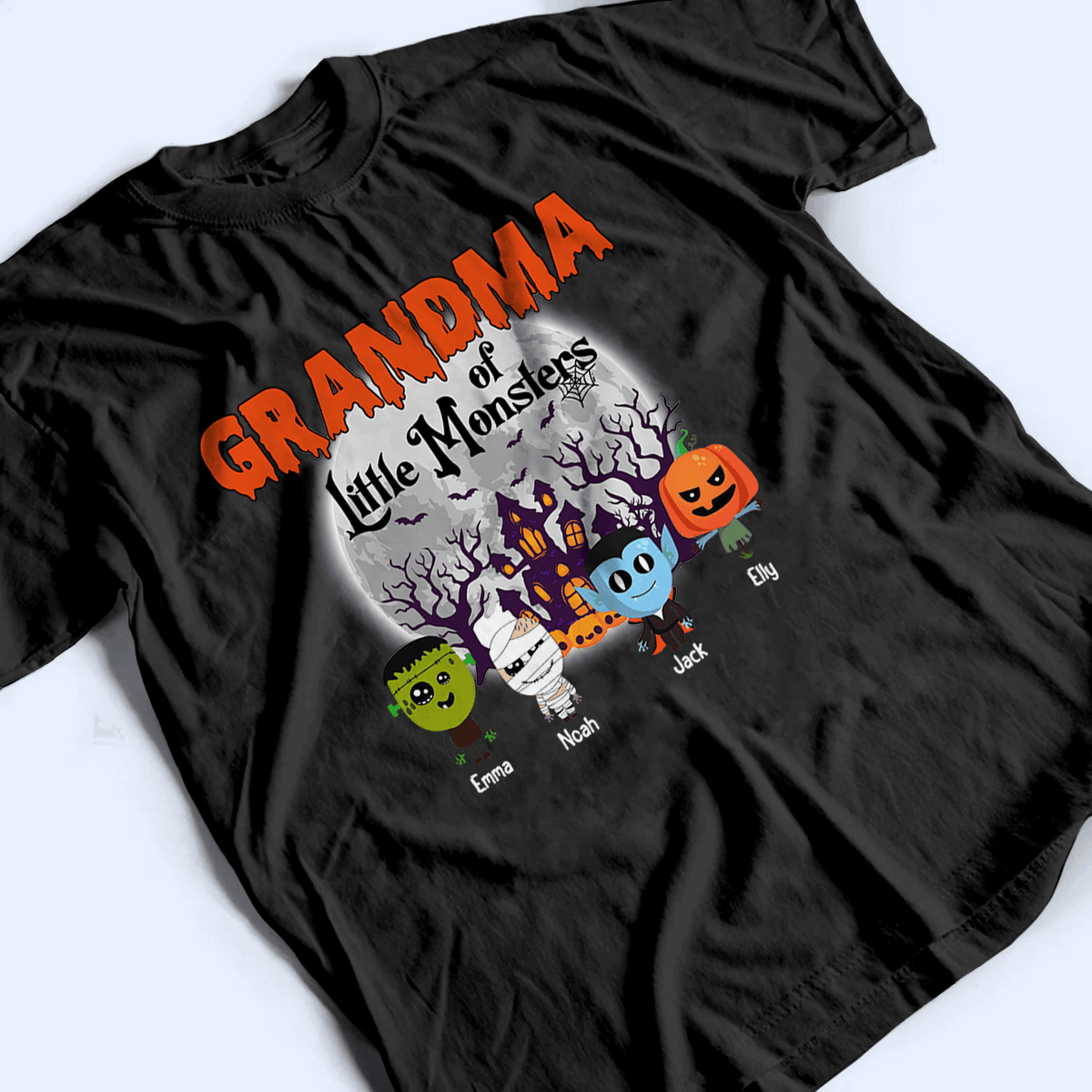 Grandma Of Little Monster - Personalized Custom T Shirt - Halloween, Loving, Funny Gift for Grandma/Nana/Mimi, Mom, Wife, Grandparent - Suzitee Store