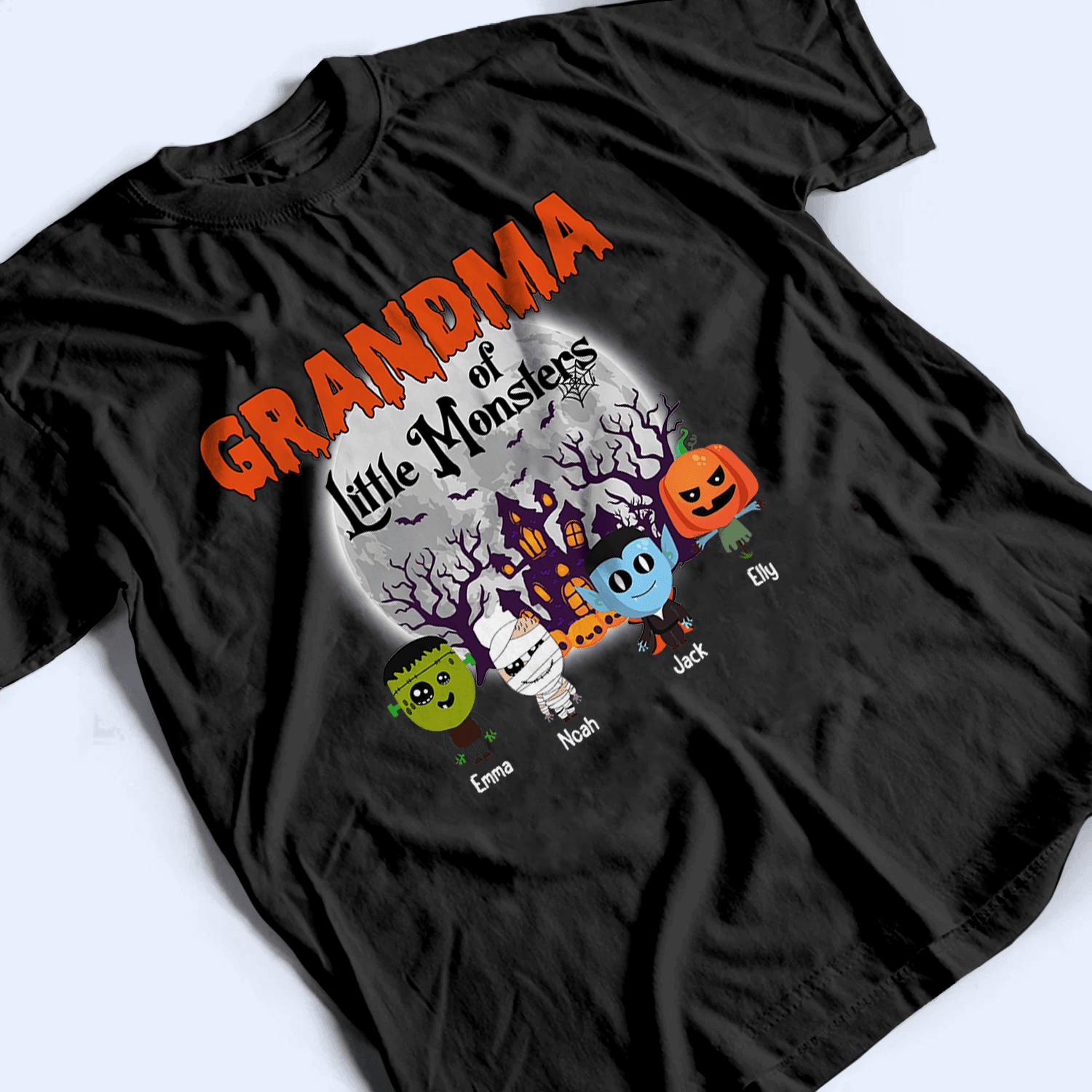 Grandma Of Little Monster - Personalized Custom T Shirt - Halloween, Loving, Funny Gift for Grandma/Nana/Mimi, Mom, Wife, Grandparent - Suzitee Store