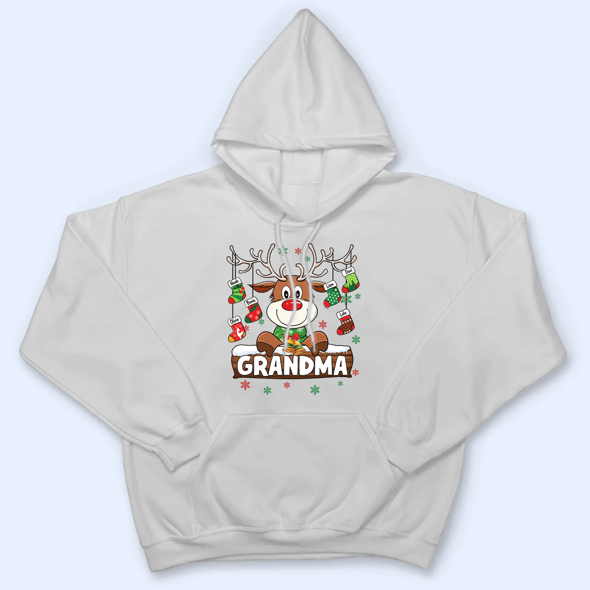 Grandma Reindeer With Christmas Socks - Personalized Custom T Shirt - Birthday, Loving, Funny Gift for Grandma/Nana/Mimi, Mom, Wife, Grandparent - Suzitee Store