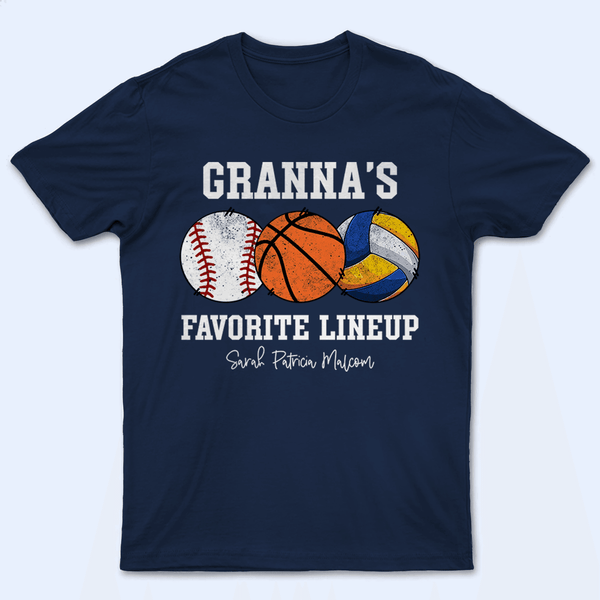 Grandma's Favorite Lineup - Baseball/Softball - Personalized Custom T Shirt - Gift for Grandma/Nana/Mimi, Mom, Wife, Grandparent
