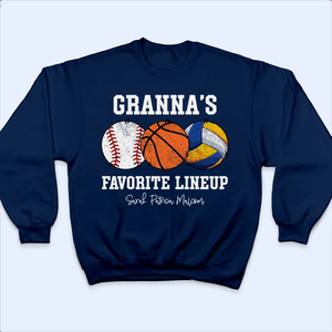 Grandma's Favorite Lineup - Baseball/Softball - Personalized Custom T Shirt - Gift for Grandma/Nana/Mimi, Mom, Wife, Grandparent - Suzitee Store
