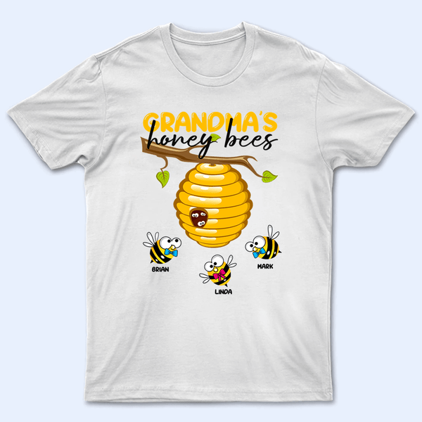 Grandma's Honey Bees - Personalized Custom T Shirt - Gift for Grandma/Nana/Mimi, Mom, Wife, Grandparent