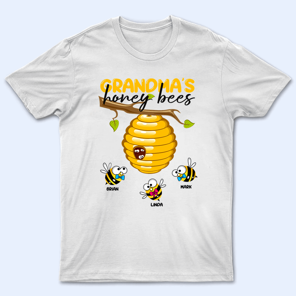 Grandma's Honey Bees - Personalized Custom T Shirt - Gift for Grandma/Nana/Mimi, Mom, Wife, Grandparent - Suzitee Store