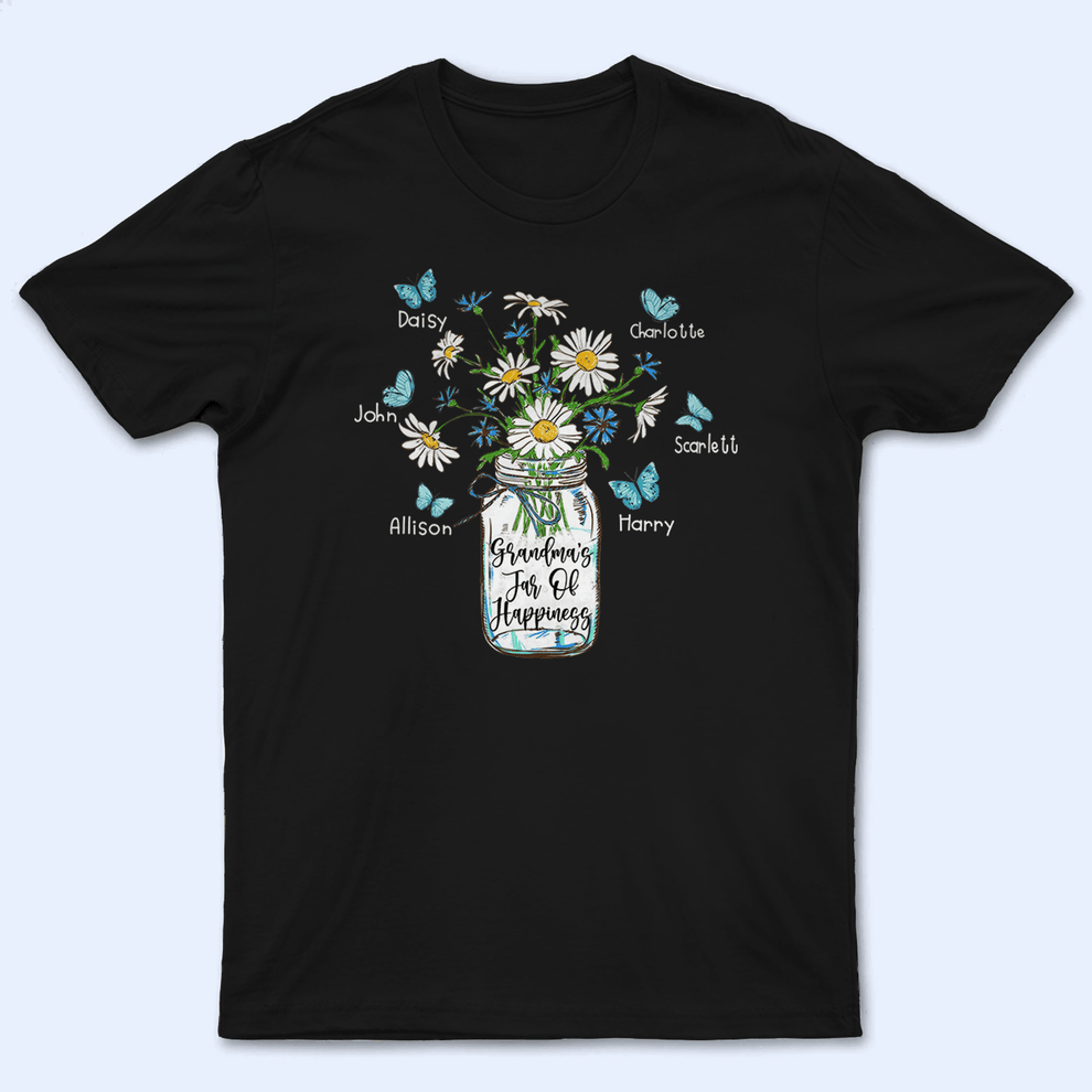 Grandma's Jar Of Happiness - Personalized Custom T Shirt - Birthday, Loving, Funny Gift for Grandma/Nana/Mimi, Mom, Wife, Grandparent - Suzitee Store