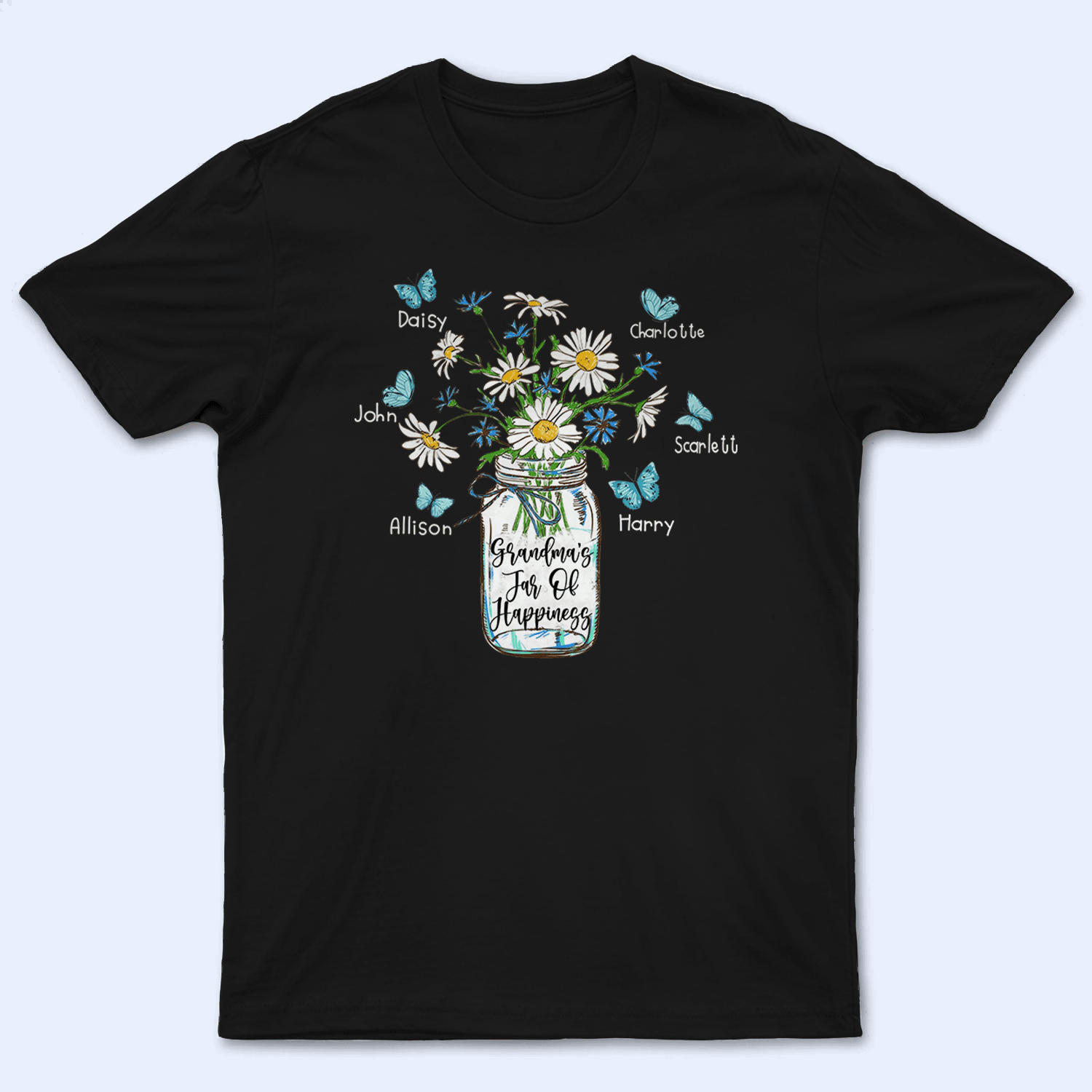 Grandma's Jar Of Happiness - Personalized Custom T Shirt - Birthday, Loving, Funny Gift for Grandma/Nana/Mimi, Mom, Wife, Grandparent - Suzitee Store