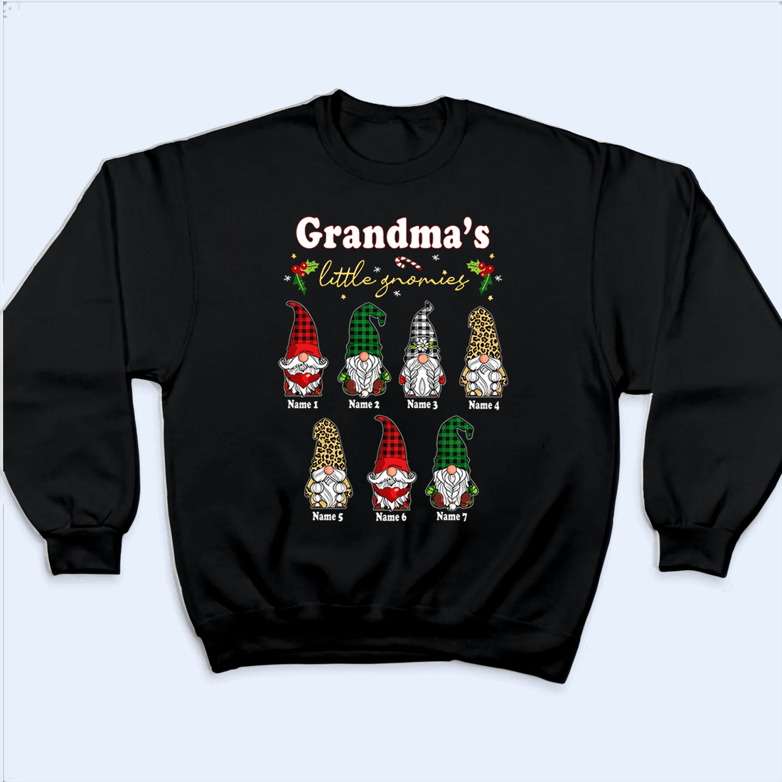 Grandma's Little Gnomies - Personalized Custom T Shirt - Christmas, Loving, Funny Gift for Grandma/Nana/Mimi, Mom, Wife, Grandparent - Suzitee Store