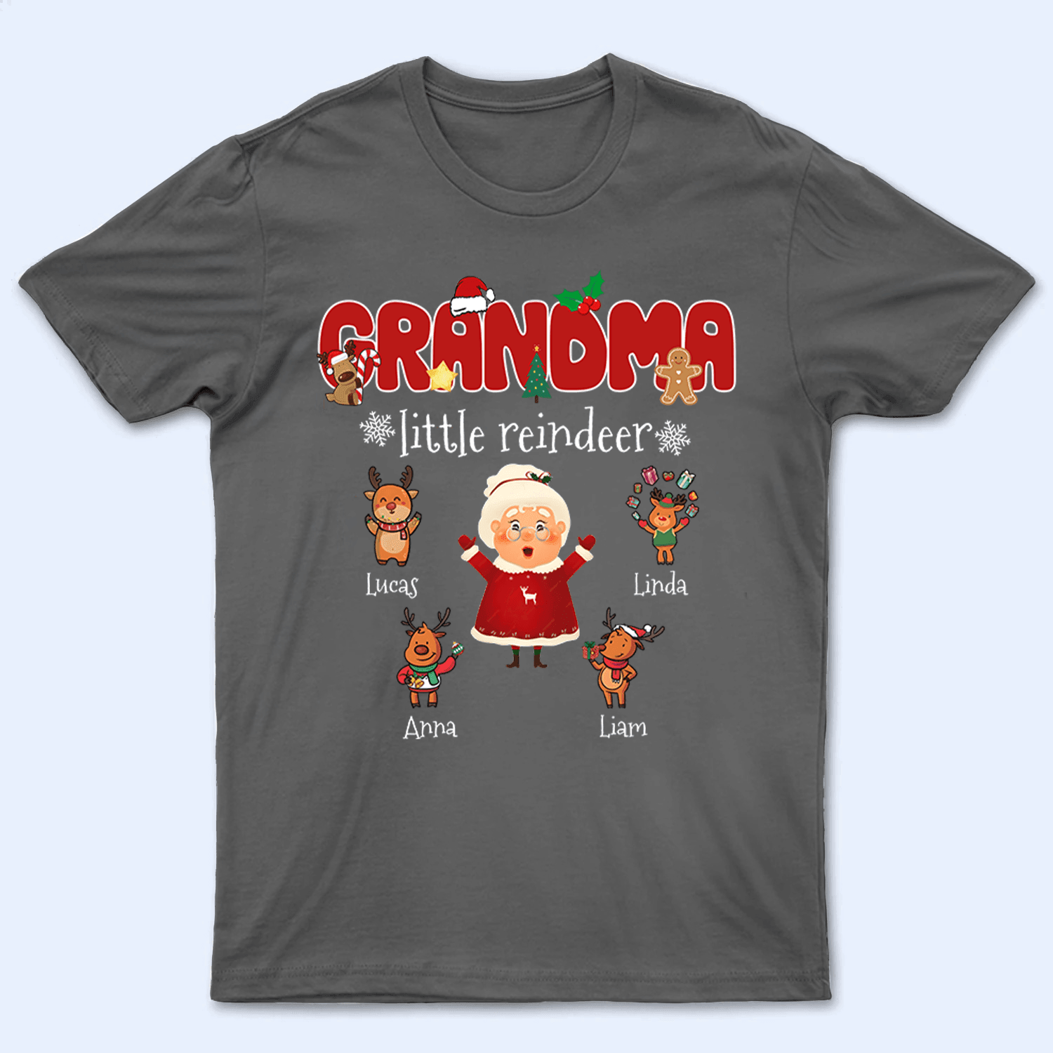 Grandma's Little Reindeer - Personalized Custom T Shirt - Birthday, Loving, Funny Gift for Grandma/Nana/Mimi, Mom, Wife, Grandparent - Suzitee Store