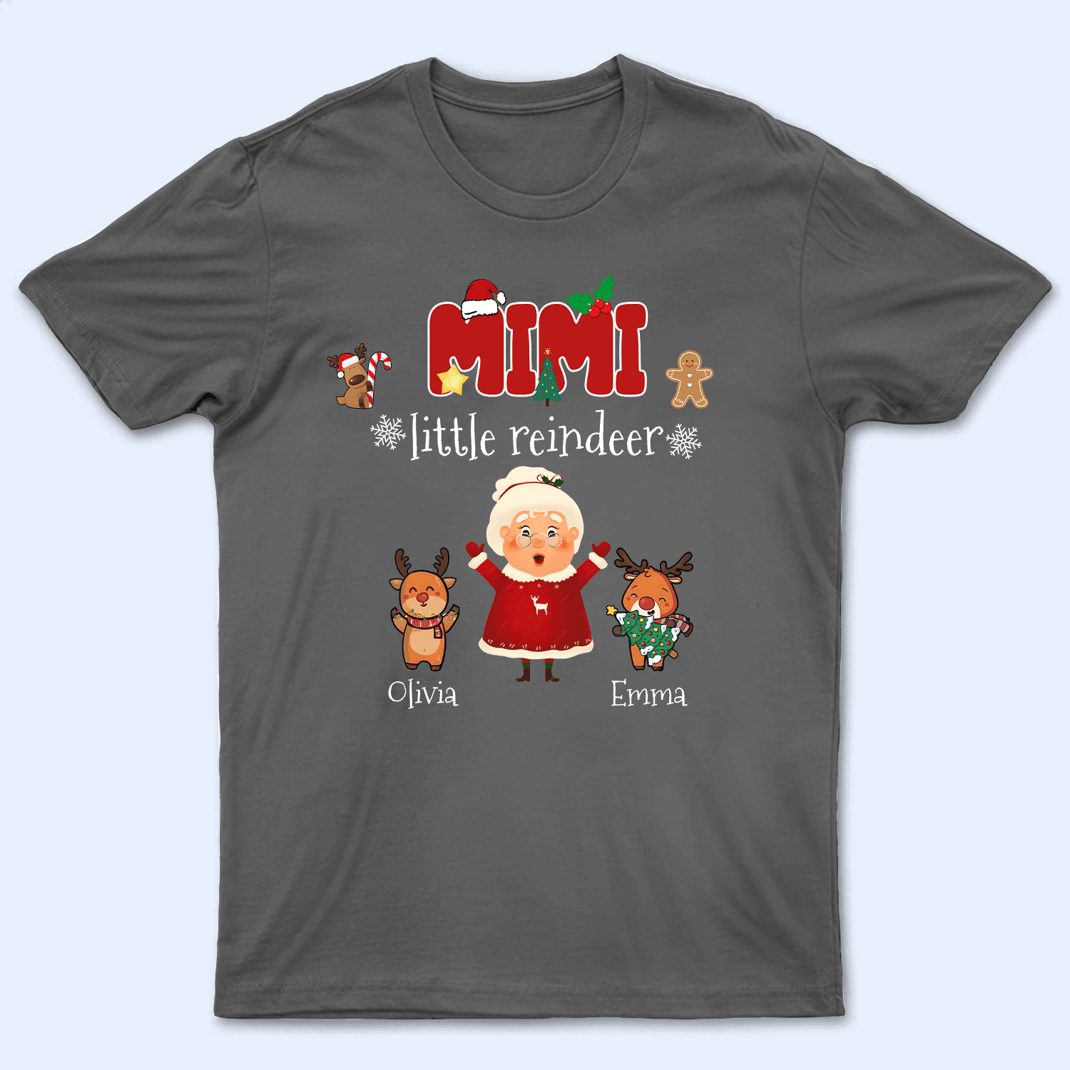 Grandma's Little Reindeer - Personalized Custom T Shirt - Birthday, Loving, Funny Gift for Grandma/Nana/Mimi, Mom, Wife, Grandparent - Suzitee Store