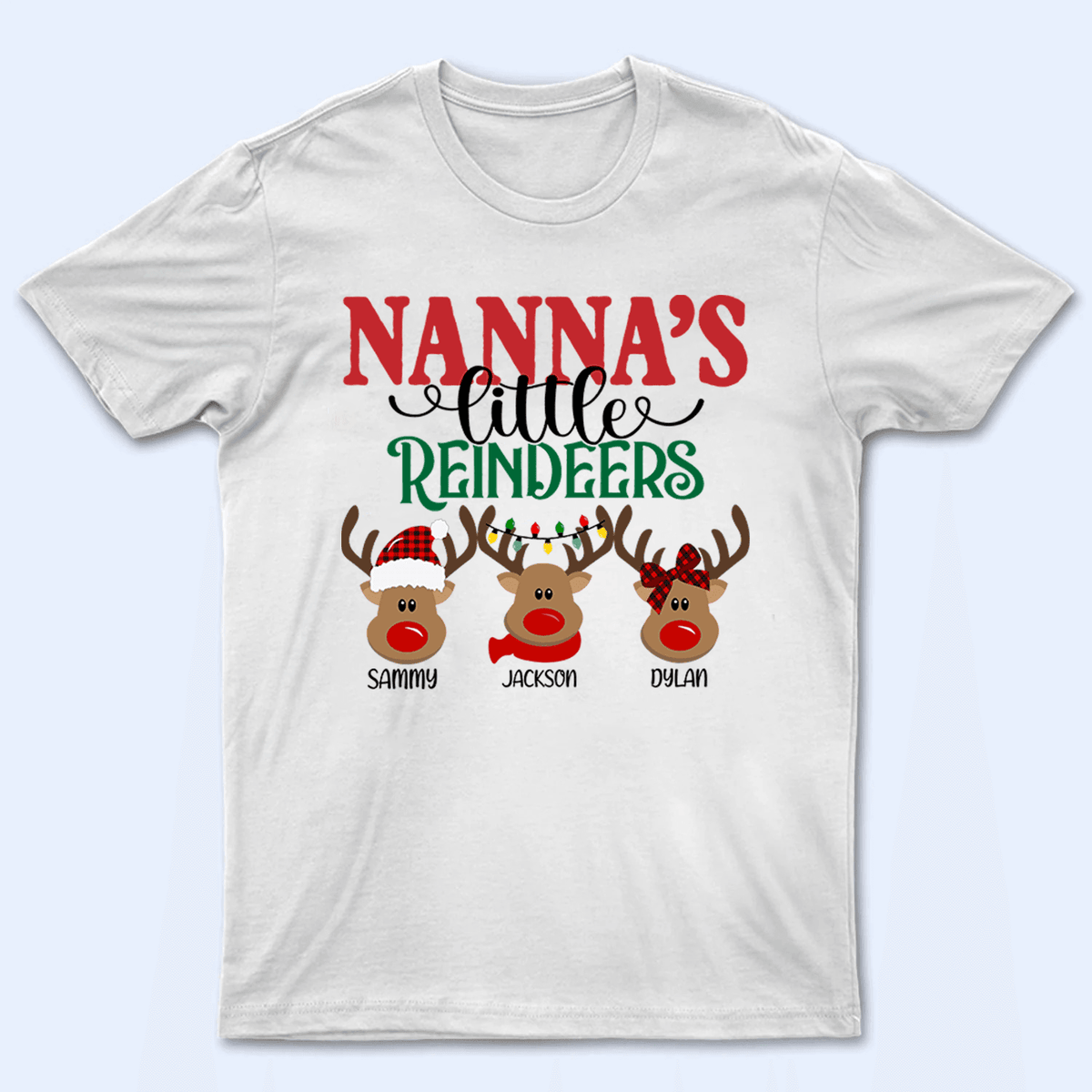 Grandma&#39;s Little Reindeers Christmas - Personalized Custom T Shirt - Gift for Grandma/Nana/Mimi, Mom, Wife, Grandparent - Suzitee Store