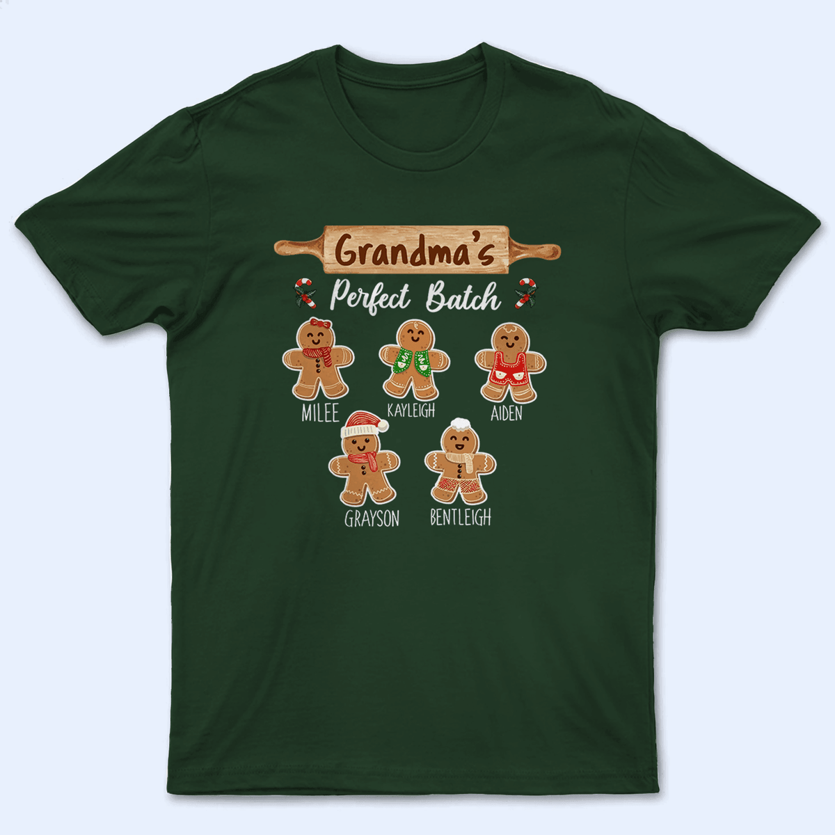 Grandma&#39;s Perfect Batch - Personalized Custom T Shirt - Christmas, Holiday, Xmas, Loving, Funny Gift for Grandma/Nana/Mimi, Mom, Wife, Grandparent - Suzitee Store
