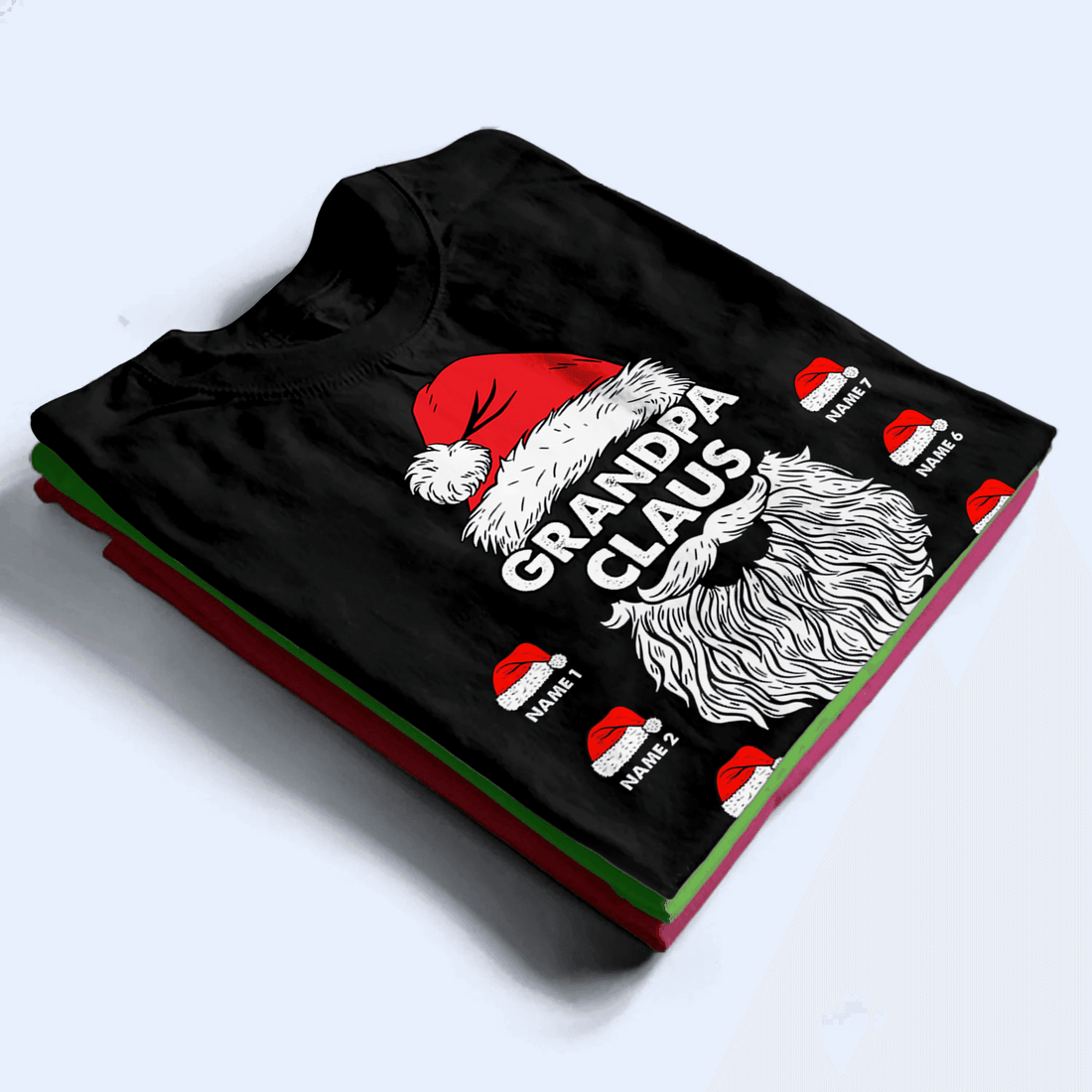 Personalized Grandpa Claus Christmas t-shirt, alternate view 3