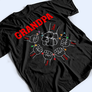 Grandpa Hands Christmas - Personalized Custom T Shirt - Birthday, Loving, Funny Gift for Grandfather/Dad/Father, Husband, Grandparent - Suzitee Store