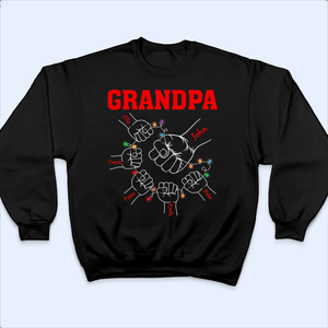Grandpa Hands Christmas - Personalized Custom T Shirt - Birthday, Loving, Funny Gift for Grandfather/Dad/Father, Husband, Grandparent - Suzitee Store