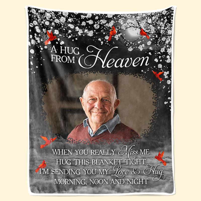 Personalized Custom Photo A Hug From Heaven fleece blanket, soft fleece fabric close-up