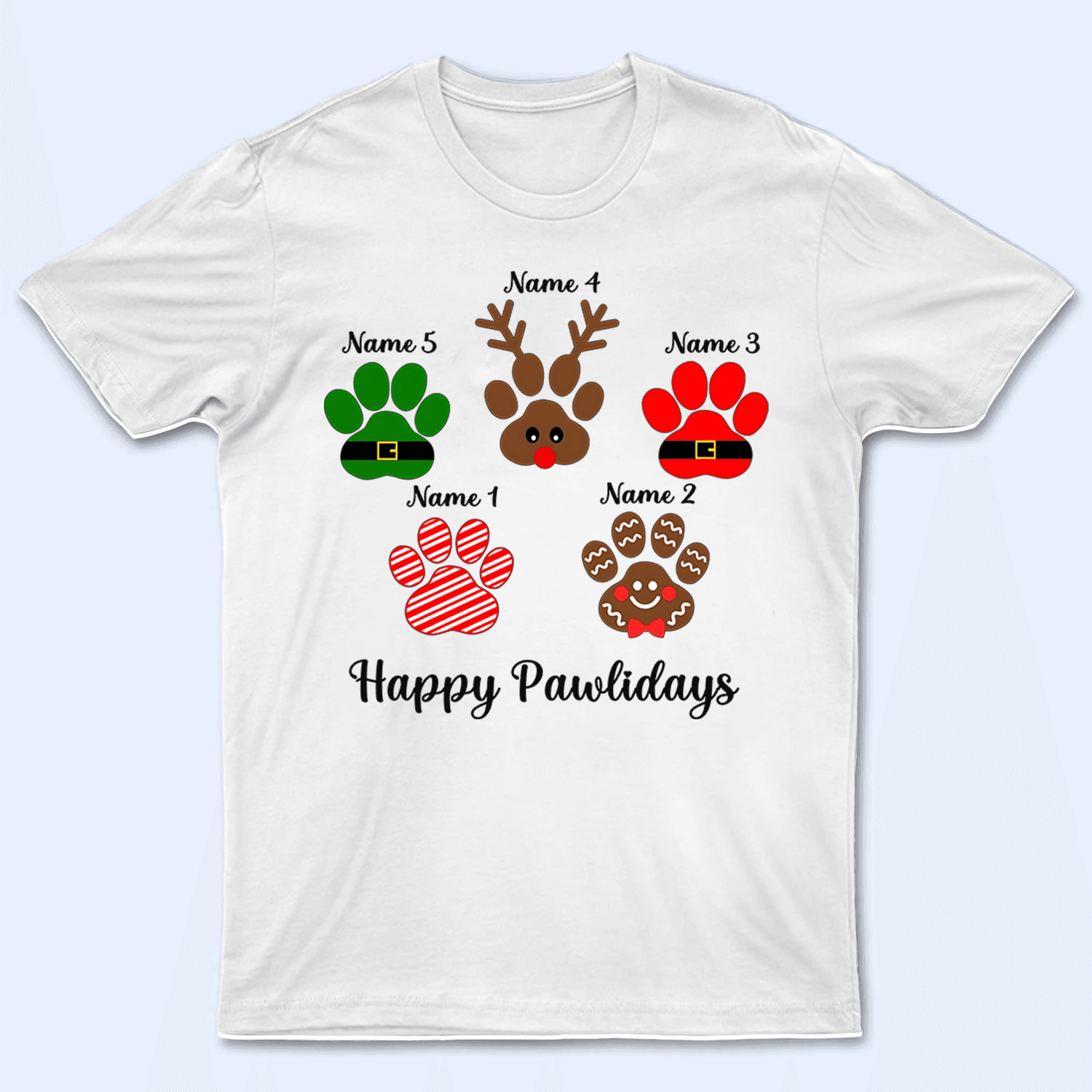 Happy Pawlidays - Personalized Custom T Shirt - Birthday Gift For Dog Lover, Dog Dad, Dog Mom - Suzitee Store