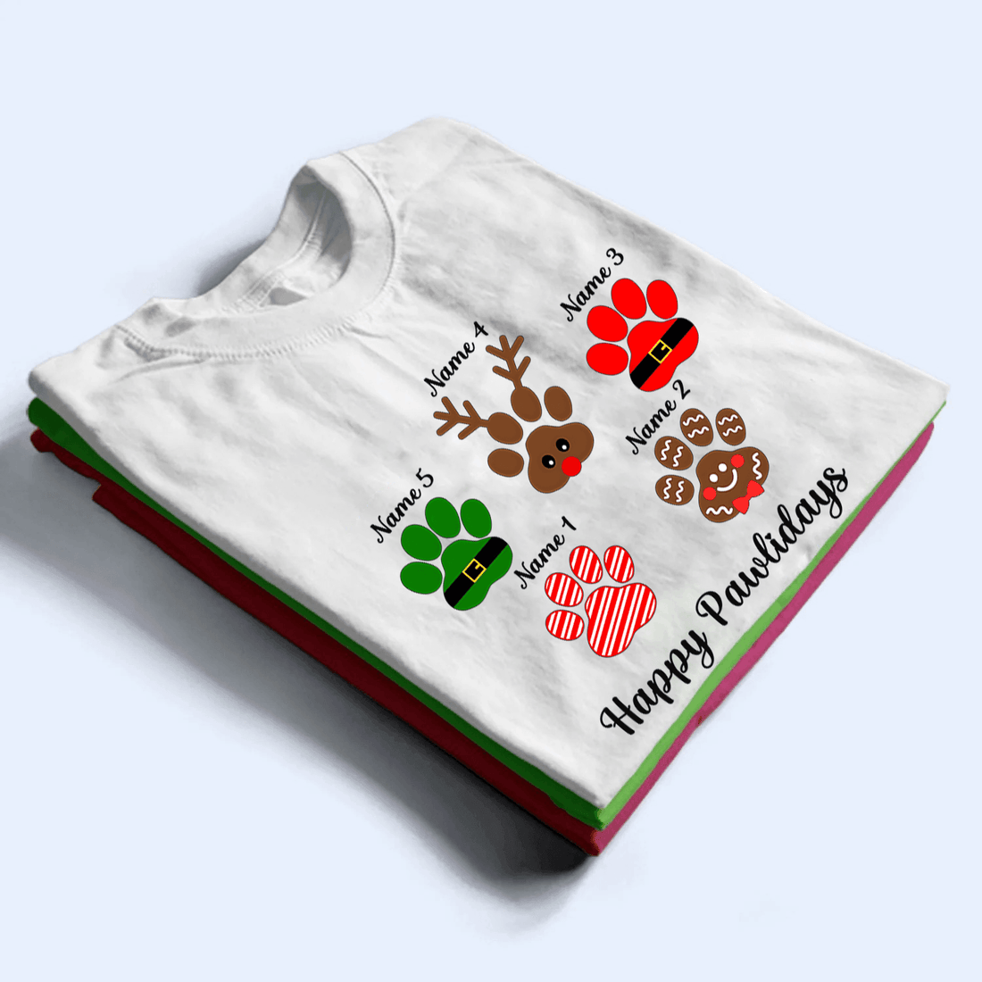 Personalized Happy Pawlidays t-shirt, alternate view 2