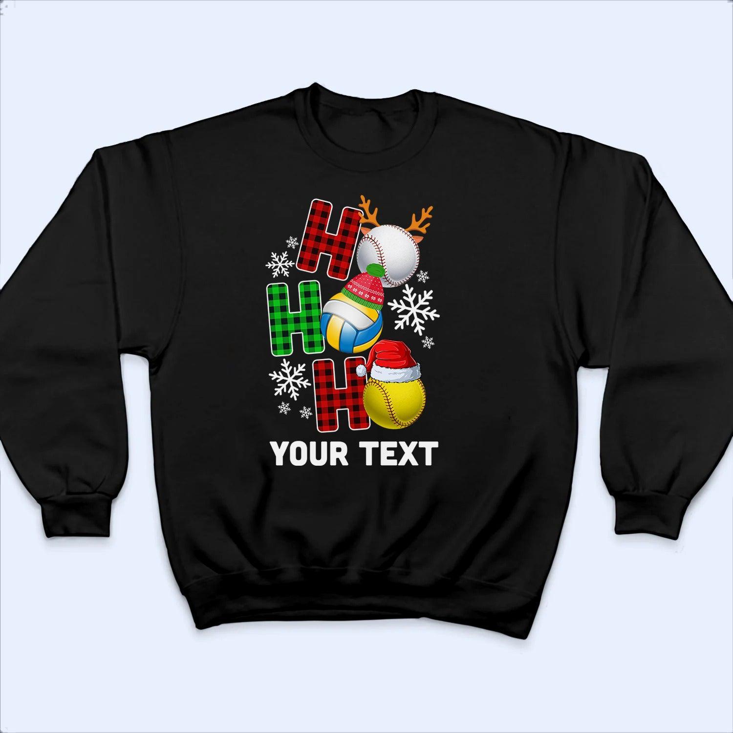 HO HO HO Christmas Sport - Personalized Custom T Shirt - Birthday, Loving, Funny Gift for Grandma/Nana/Mimi, Mom, Wife, Grandparent - Suzitee Store
