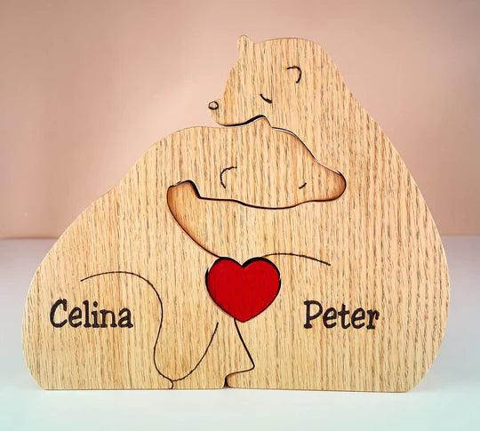 Wooden Bear Family Puzzle - Gift for Family Members, Parent, Grandparent, Mom and Dad, Grandma & Grandpa, Mother's Day, Father's Day - Suzitee Store