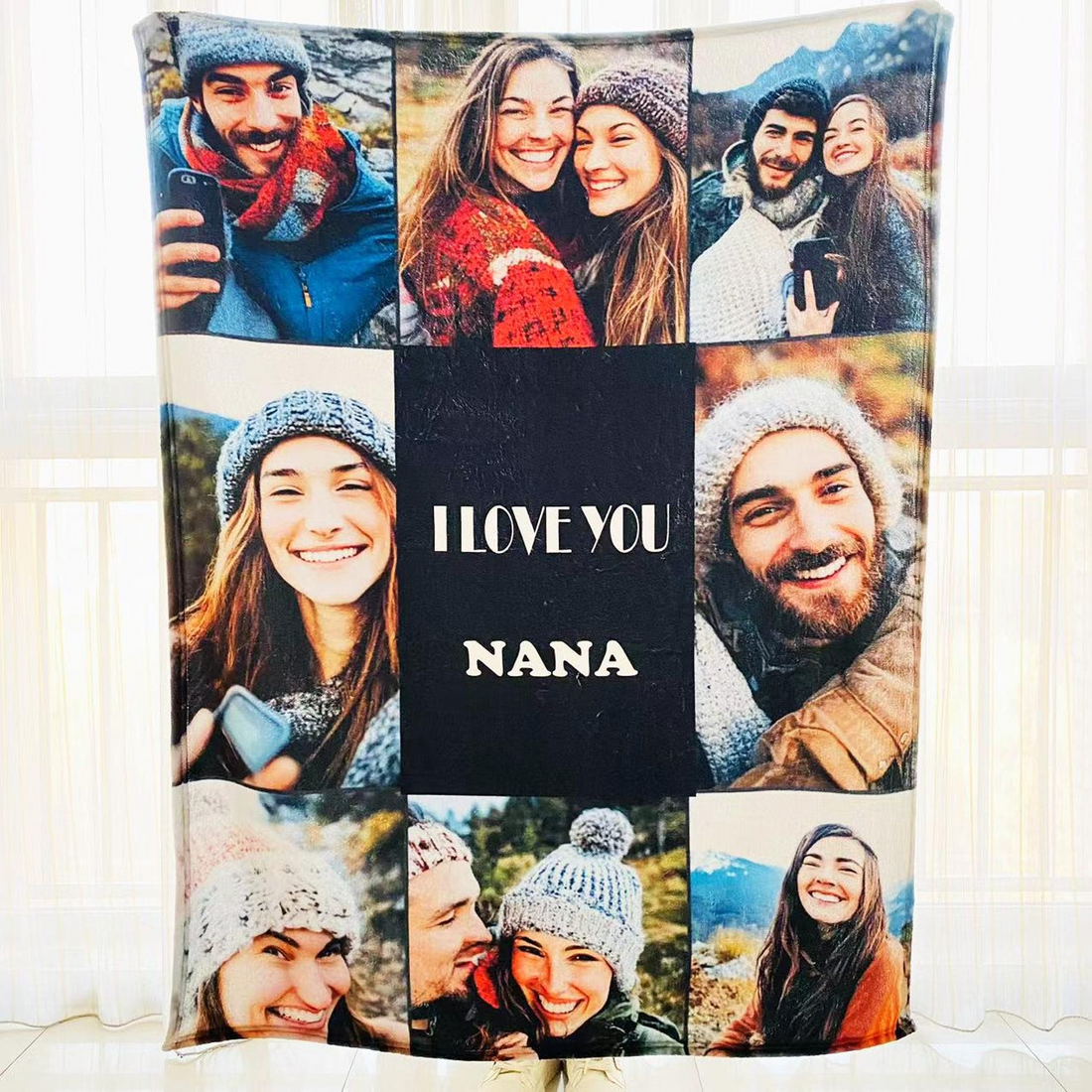 Personalized Custom Photo Couple Blanket fleece blanket, soft fleece fabric close-up