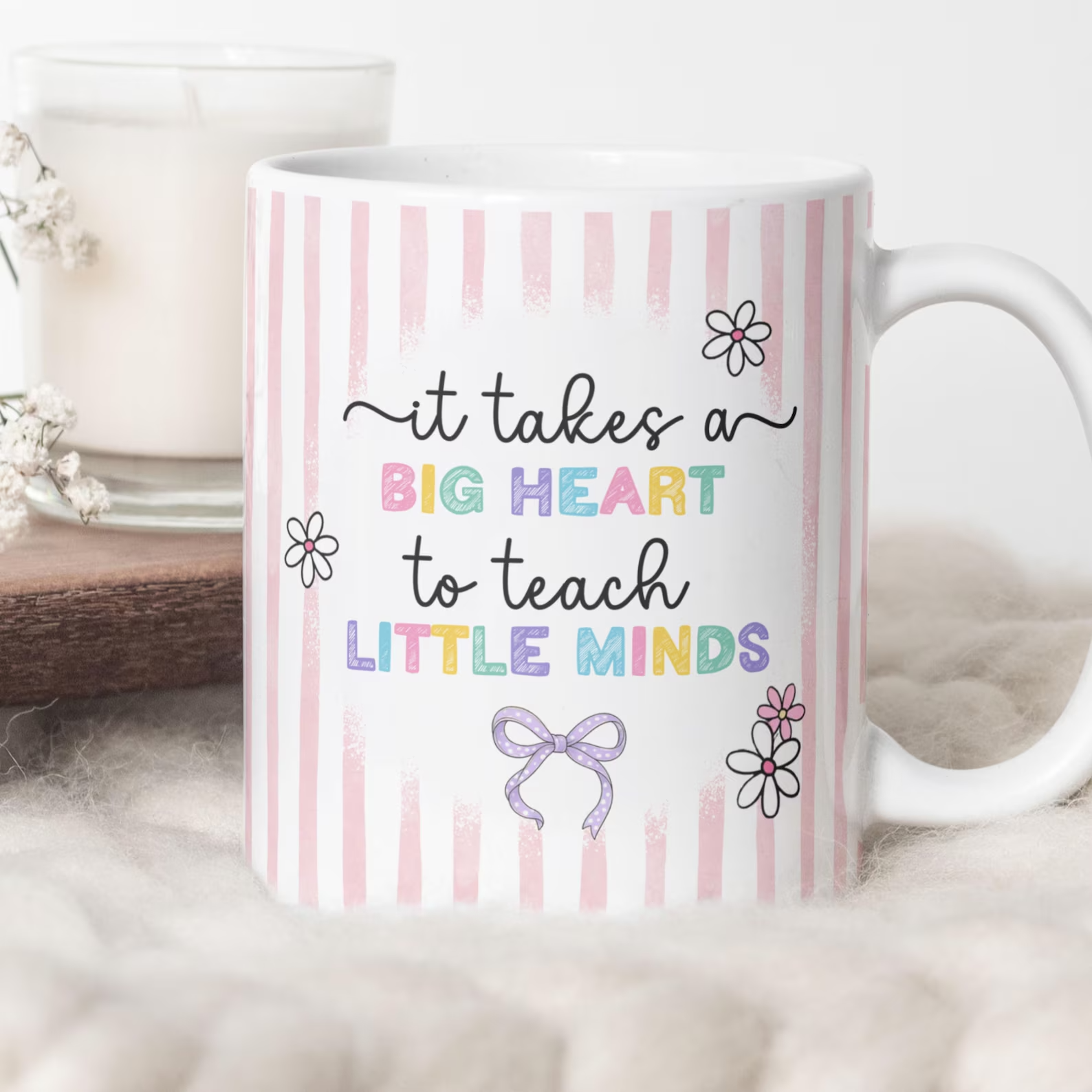 It Takes A Big Heart To Teach Little Minds - Personalized Custom Mug - Back To School Gift For Teachers & Educators