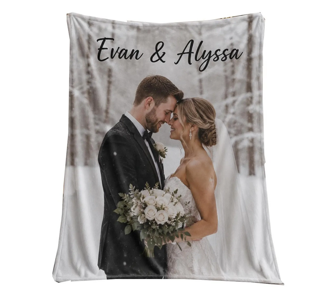 Custom Photo Couple Blanket - Personalized Custom Blanket - Gift For Her/Him, Husband/Wife, Couples on Anniversary, Valentine's Day