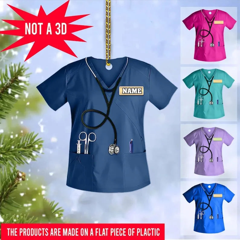 Scrubs Ornament With Name personalized custom shaped acrylic ornament, alternate view 2