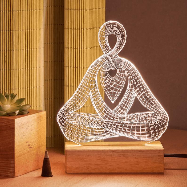 Meditation Light Decor - Acrylic Plaque Led Lamp - Gift For Her, Yoga Lovers - Suzitee Store