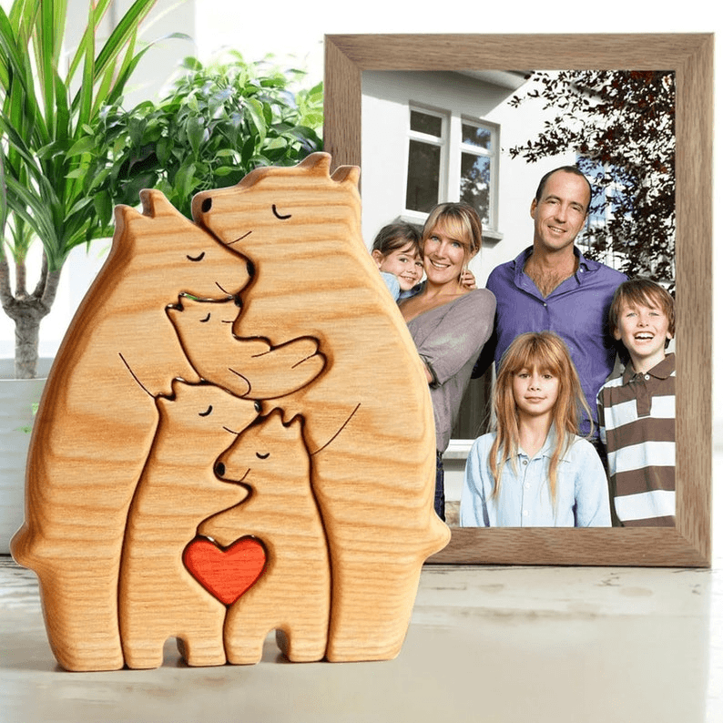 We Are One Wooden Bear Family Puzzle personalized family puzzle 3, alternate view 4