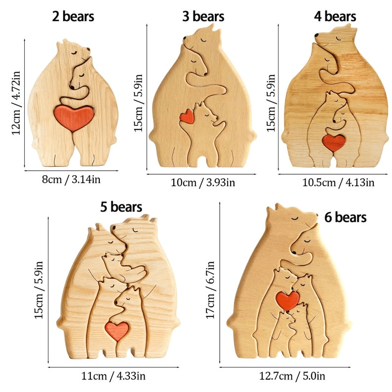 We Are One Wooden Bear Family Puzzle personalized family puzzle 3, alternate view 5