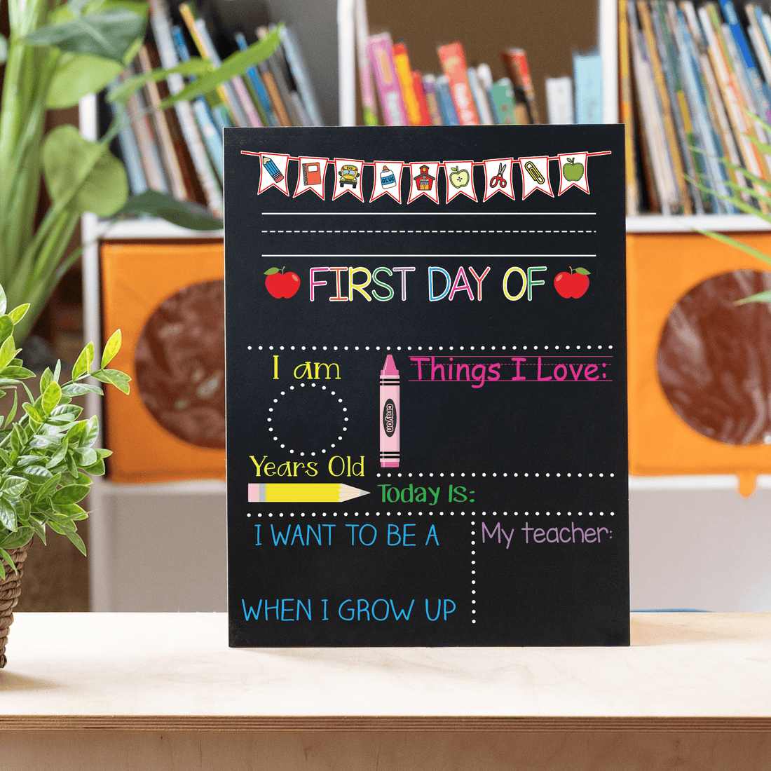 Custom First Day of School Sign, First Day of Kindergarten, 1st Day chalkboard, alternate view 3