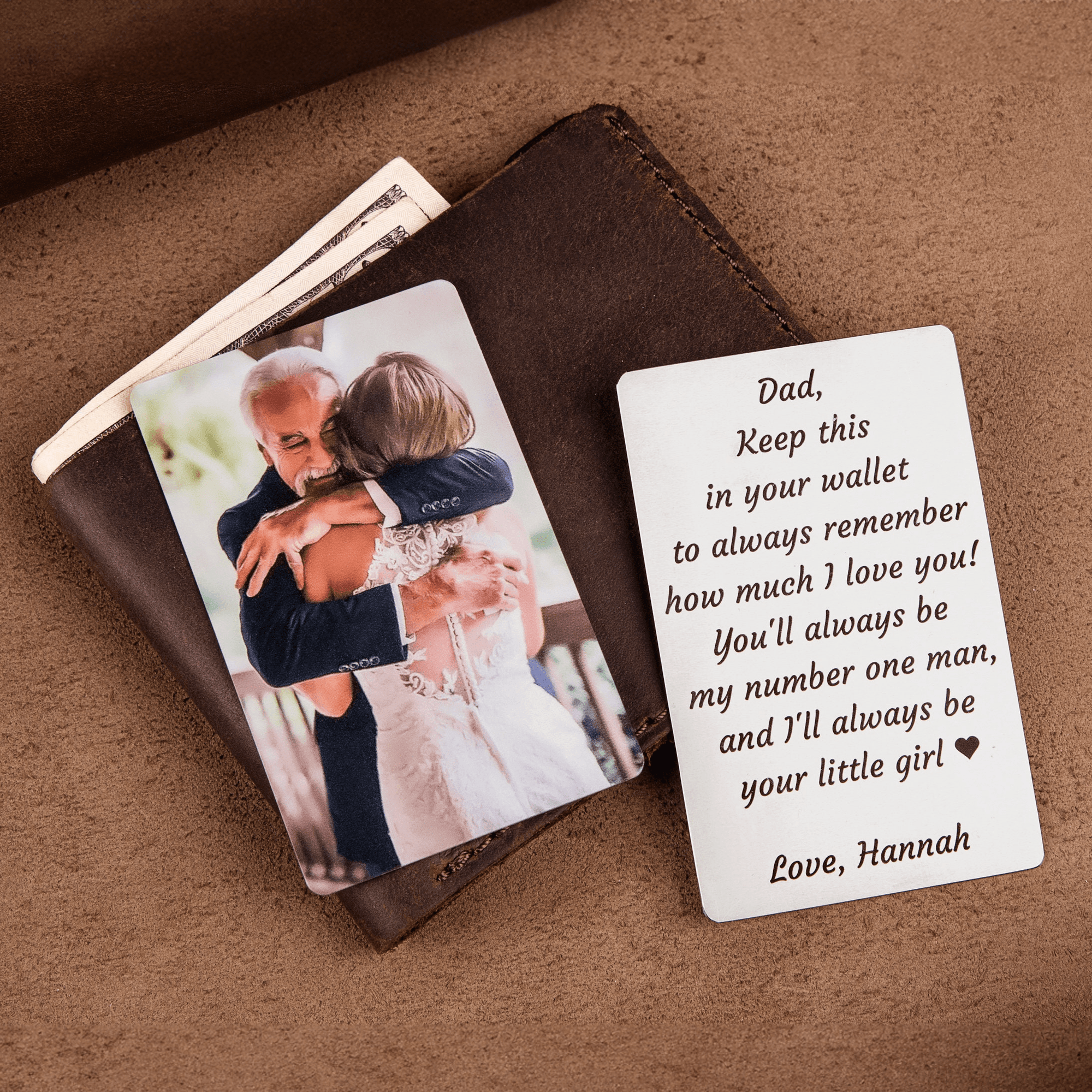 Custom Photo Wallet Insert Card - Personalized Double-sided Aluminum Wallet Card - Father's Day Gift for Family Members Grandma, Grandpa, Dad, Mom, Boyfriend, Girlfriend, Husband, Wife - Suzitee Store