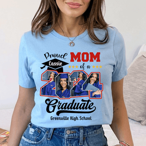 Custom Photo Proud Family Of A Class Of 2024 Graduate Senior - Personalized Custom Graduation T Shirt - Loving Gift for Grandma, Grandpa, Mom, Dad, Brother, Sister, Aunt, Uncle - Suzitee Store