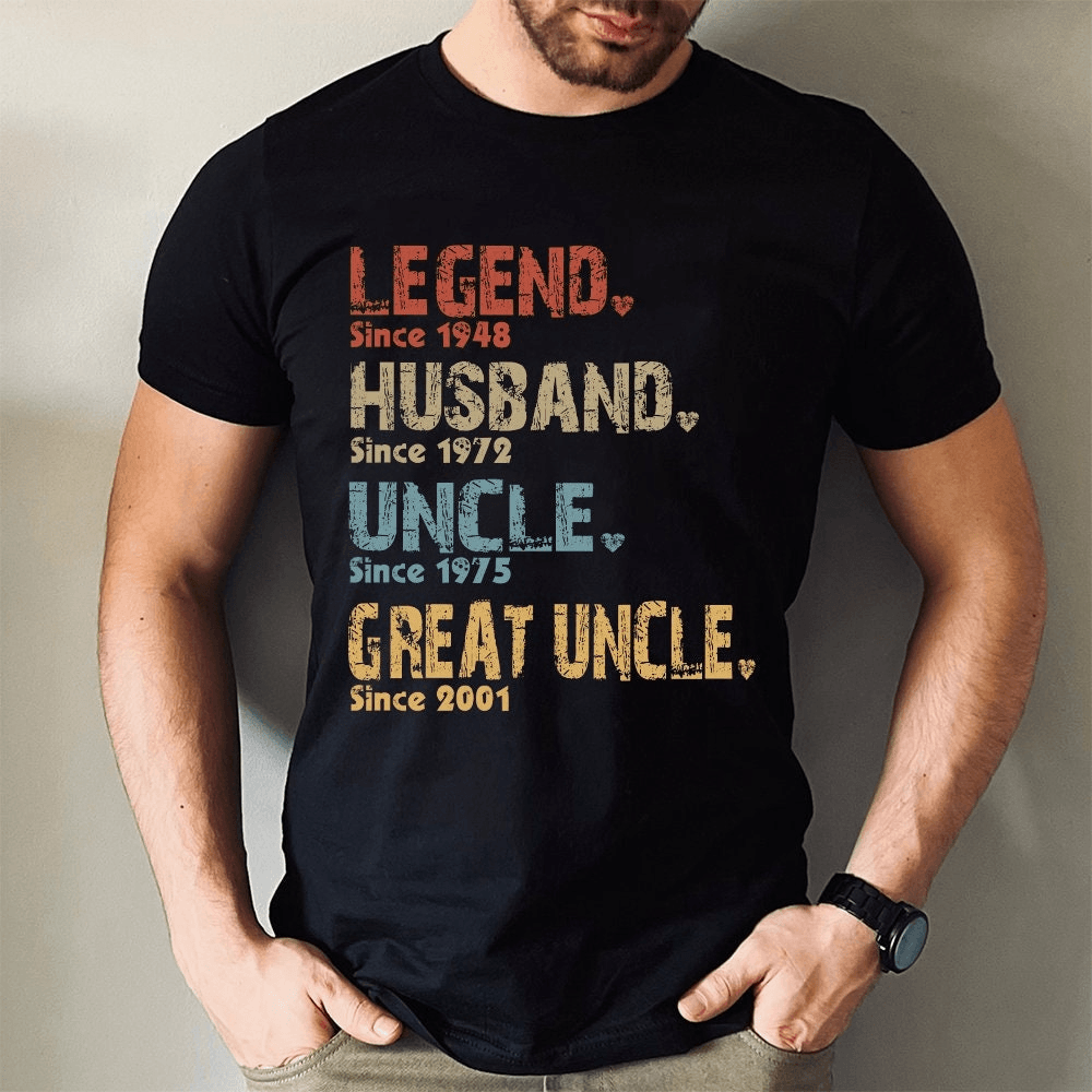 Legend, Husband, Dad, Grandpa: The Journey of a Lifetime - Personalized Custom Year T Shirt - Father's Day, Birthday Gift for Dad, Grandpa, Husband, Daddy, Dada, Papa, Dad Jokes - Suzitee Store