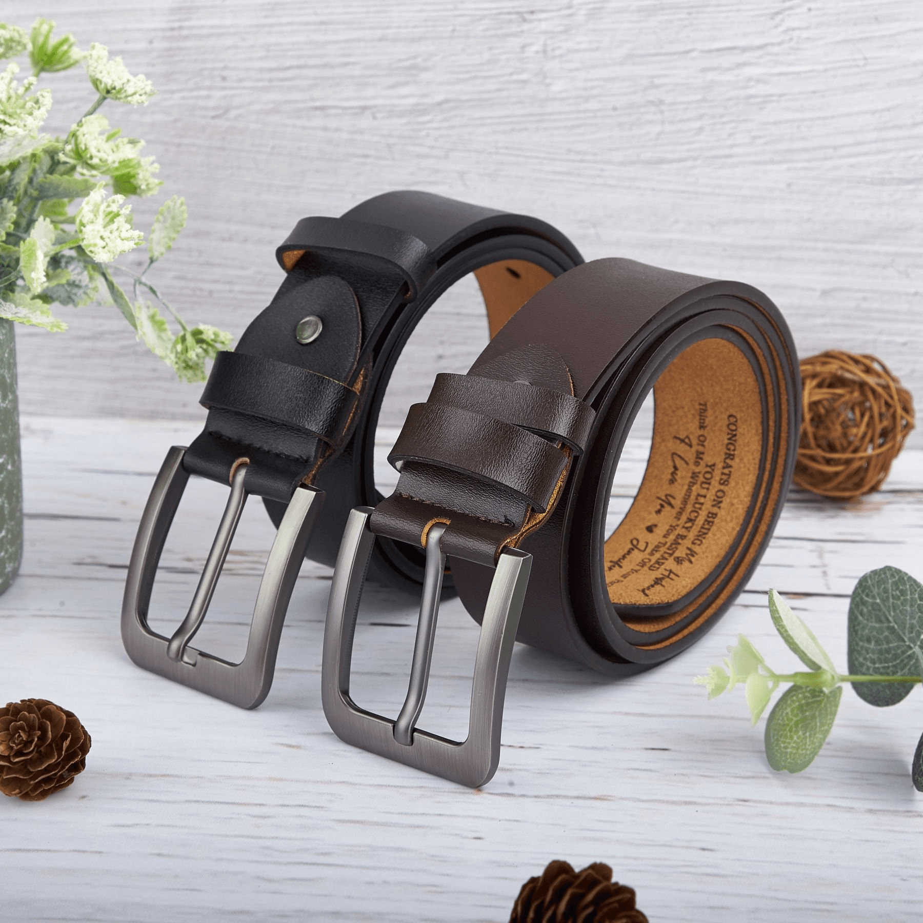 Custom Engraved Belt for Him - You Lucky - Personalized Gift for Husband, Boyfriend, Fiancé | Valentine, Anniversary, Father's Day |  Leather
