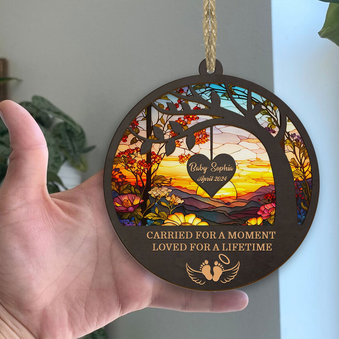 Personalized Baby Memorial Ornament, Baby Memorial Suncatche personalized suncatcher ornament, alternate view 3