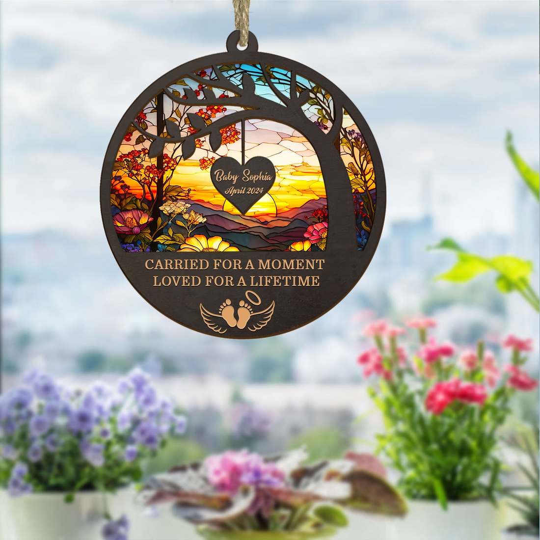 Personalized Baby Memorial Ornament, Baby Memorial Suncatche personalized suncatcher ornament, alternate view 2