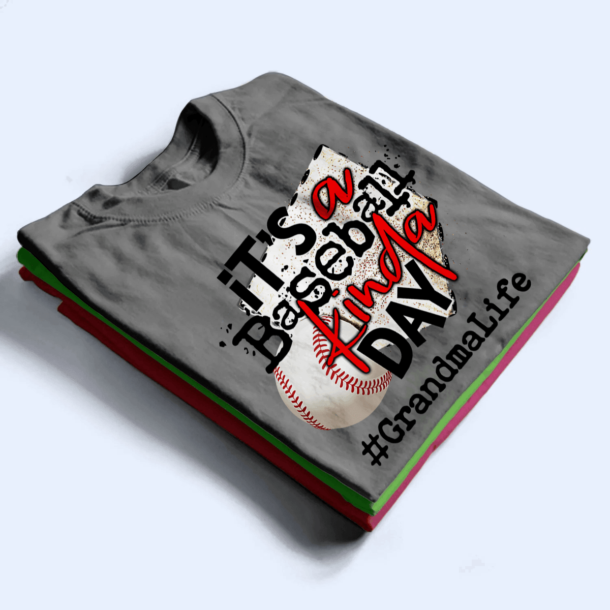 It's A Baseball/Softball Kinda Day - Personalized Custom T Shirt - Gift for Grandma/Nana/Mimi, Mom, Wife, Grandparent - Suzitee Store