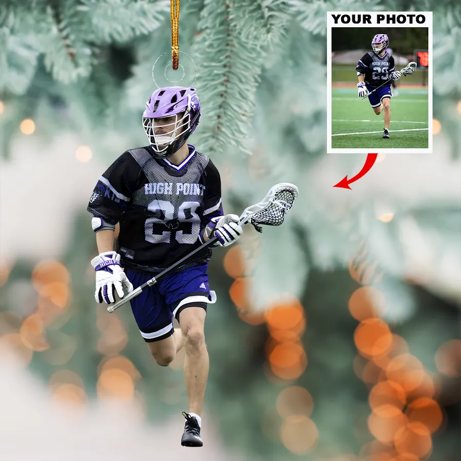 Custom Photo Lacrosse Players Christmas Ornament, Personalized Gift custom shaped acrylic ornament, alternate view 6