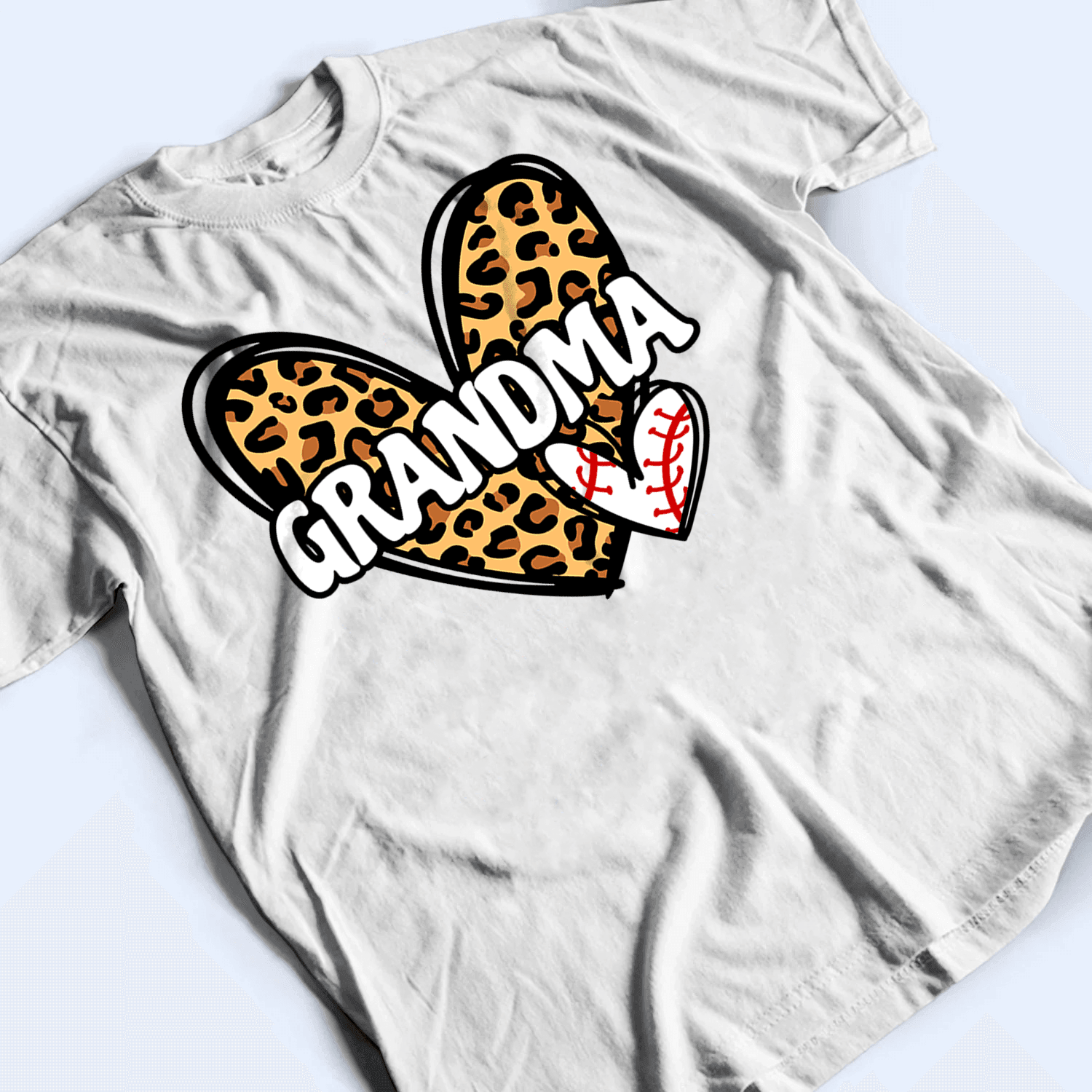 Leopard Heart Sporty Grandma - Personalized Custom T Shirt - Gift for Grandma/Nana/Mimi, Mom, Wife, Grandparent - Suzitee Store