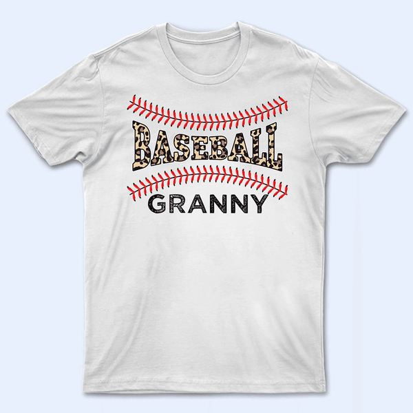 Leopard Print Baseball Stitches - Baseball/ Softball Personalized Leos Custom T Shirt - Birthday, Loving, Funny Gift for Grandma/Nana/Mimi, Mom, Wife, Grandparent