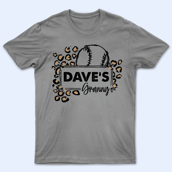 Leopard Print Sport Mom Design - Baseball/Softball/Football Personalized Custom T Shirt - Gift for Grandma/Nana/Mimi, Mom, Wife, Grandparent