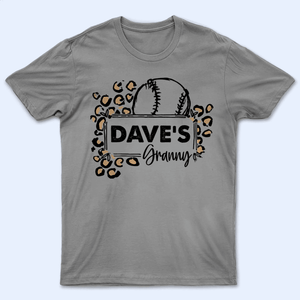 Leopard Print Sport Mom Design - Baseball/Softball/Football Personalized Custom T Shirt - Gift for Grandma/Nana/Mimi, Mom, Wife, Grandparent - Suzitee Store
