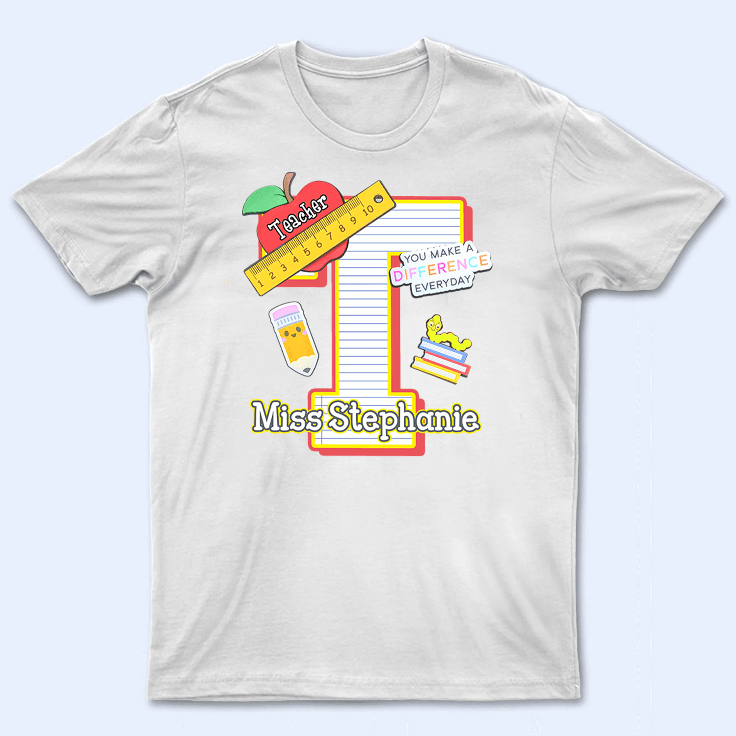 Letter Teacher Name - Personalized Custom T Shirt - Birthday, Loving, Funny Gift for Teacher, Kindergarten, Preschool, Pre K, Paraprofessional - Suzitee Store