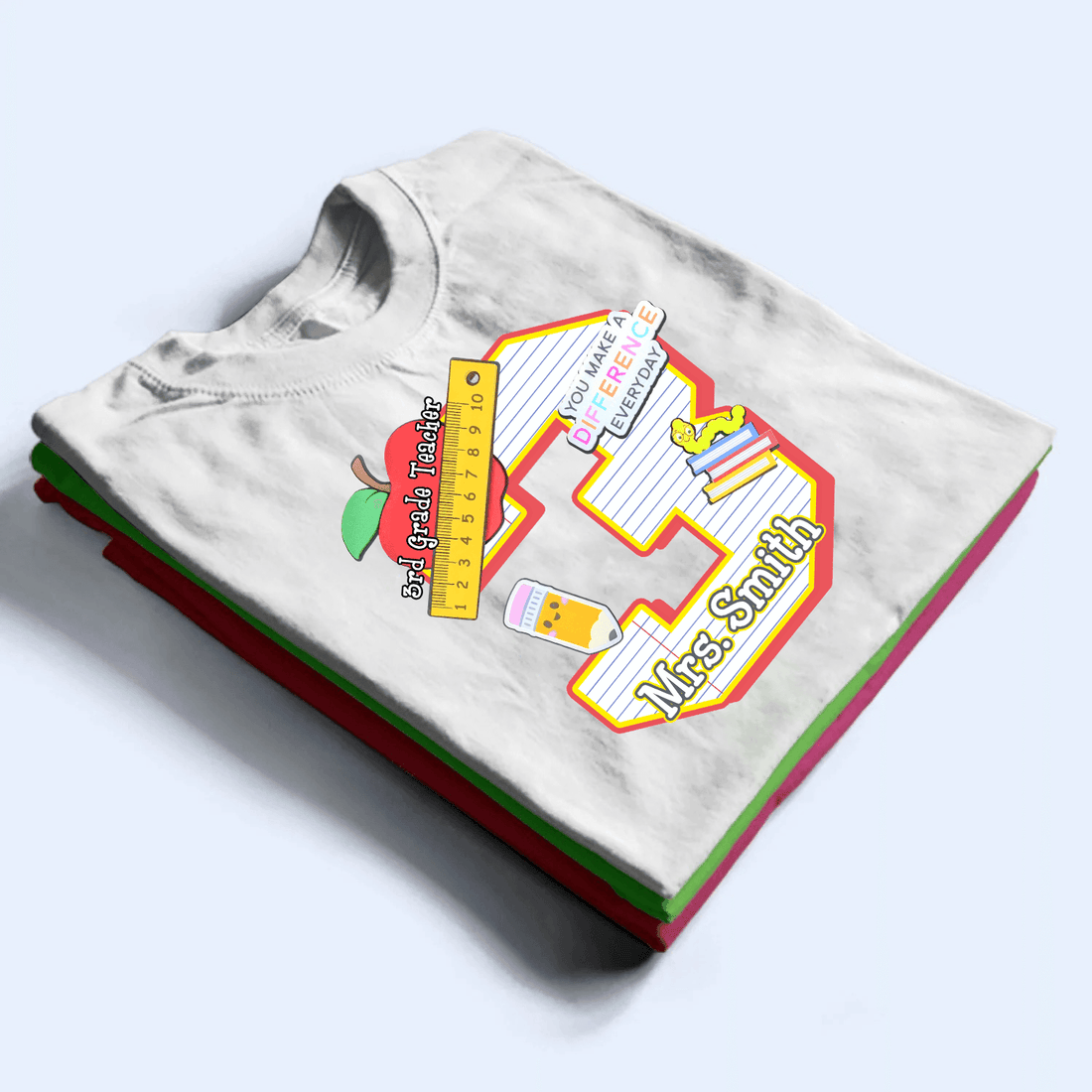Personalized Letter Teacher Name t-shirt, alternate view 2