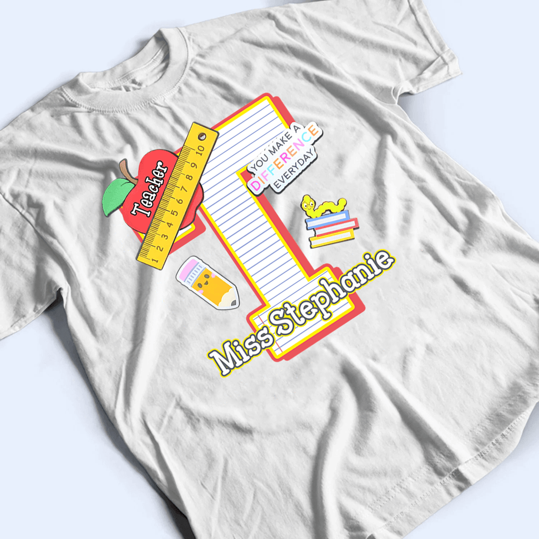 Personalized Letter Teacher Name t-shirt, alternate view 3