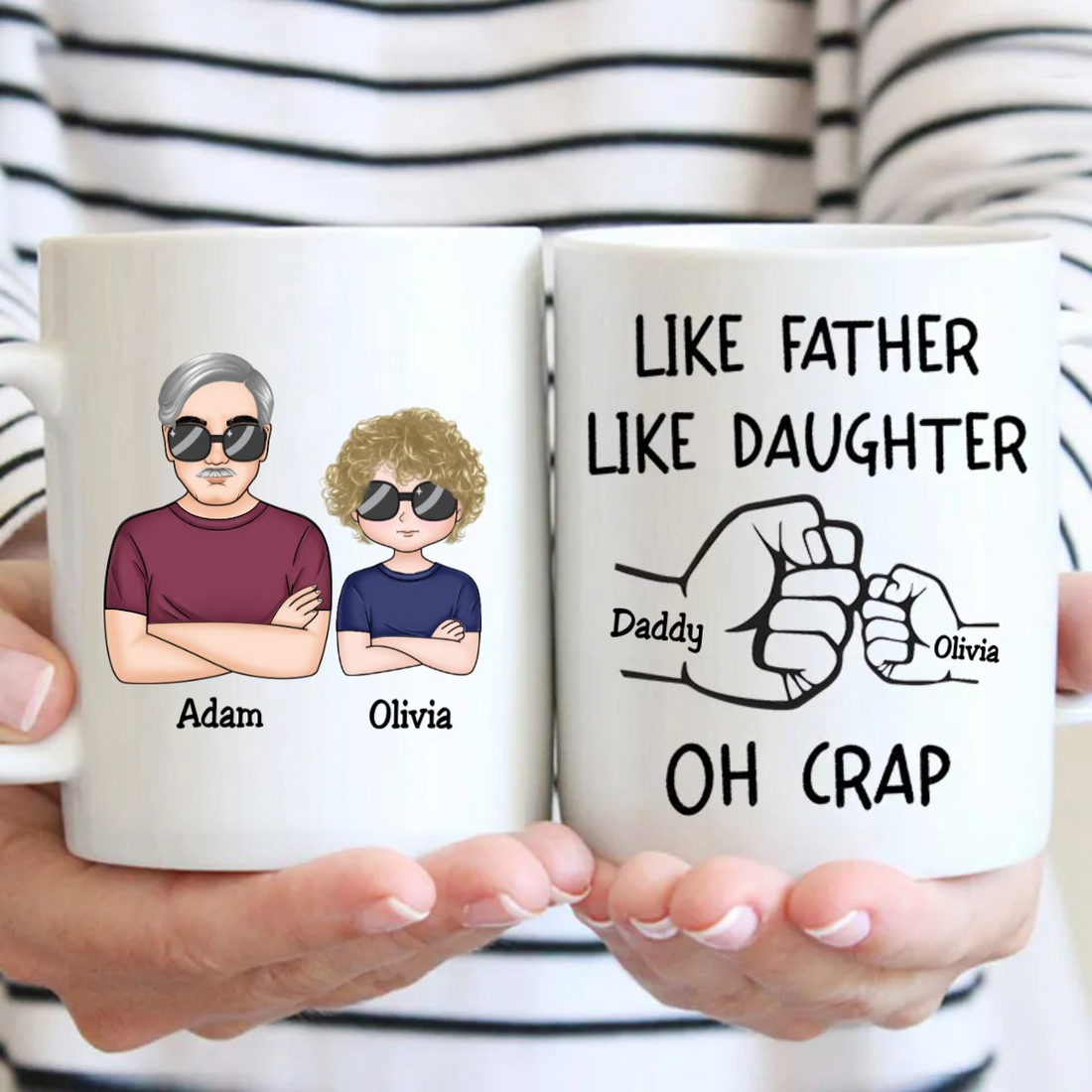 Personalized Like Father Like Daughter Fist Bump Handshake mug, alternate view 2