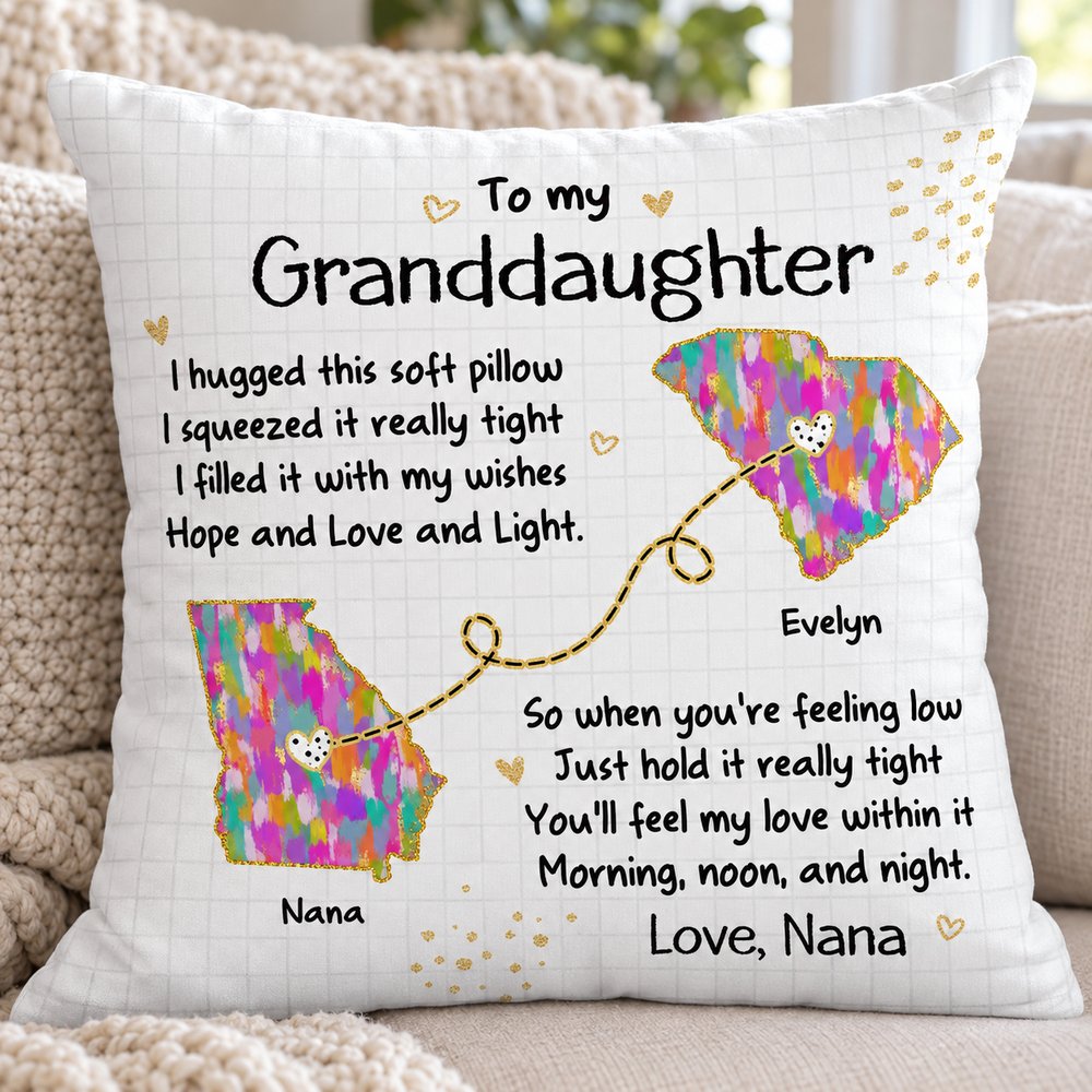 Close-up of crystal velvet fabric and state map print on custom pillow