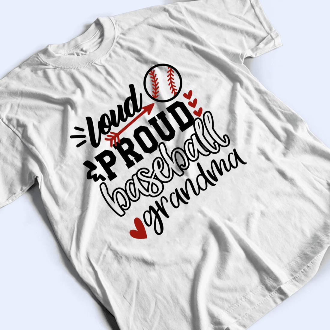 Loud Proud Grandma Heart - Personalized Custom T Shirt - Gift for Grandma/Nana/Mimi, Mom, Wife, Grandparent - Suzitee Store